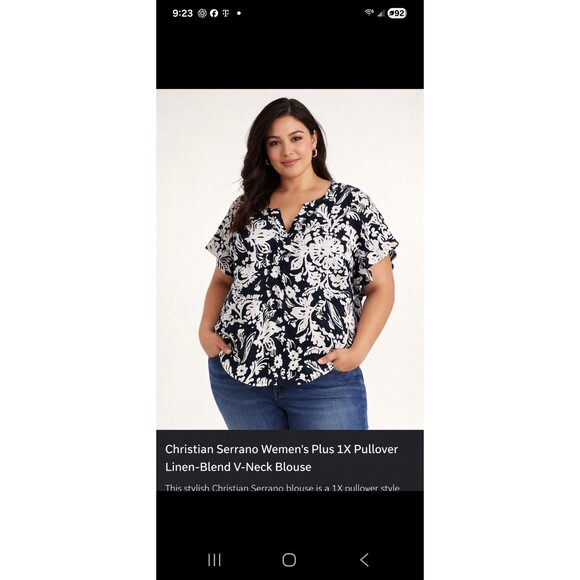 Christian Siriano Tops - NWT Womens 1X Christian Siriano LINEN Blend Black & White Cap sleeve shirt